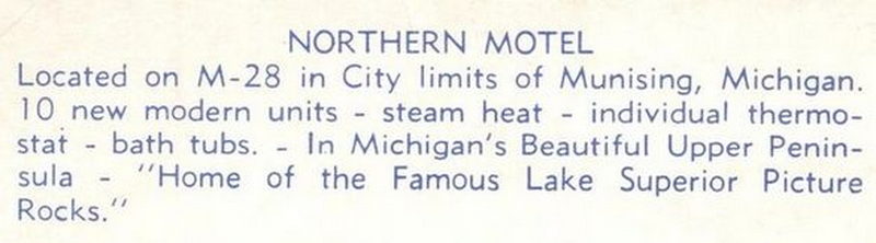 Northern Motel - Vintage Postcard Back (newer photo)